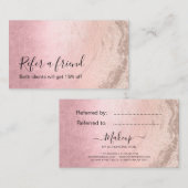 ピンクモダン銅バラ金ゴールドグリッターメーキャップアーティスト 紹介カード (正面/裏面)