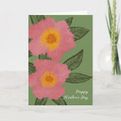 ピンクモダン開花マザーズデイカード サンキューカード (正面)