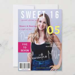 ピンクモダン雑誌表紙2枚Sweet 16 招待状