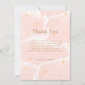 ピンクモダン雲9つ星ガールベビーシャワー サンキューカード (正面)
