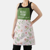 ピンクモダン魅力的色グリーン花柄 エプロン (インサイチュ)
