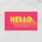 ピンクモダン鮮やかとイエローハロータイポグラフィ 名刺 (正面)