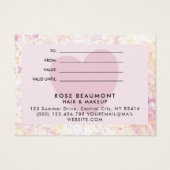 ピンクモダン黄色の水の色のギフト証明書 (裏面)