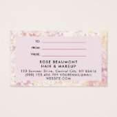 ピンクモダン黄色の水の色のギフト証明書 (裏面)