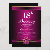 ピンクモダン18誕生祝い 招待状 (正面/裏面)