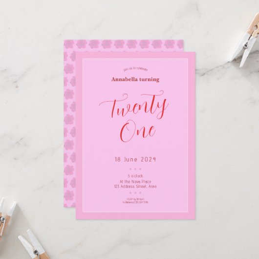 ピンクモダン21位 招待状 (正面/裏面インサイチュ)