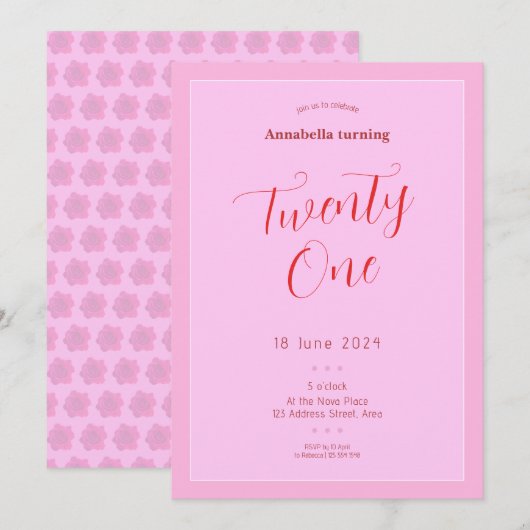 ピンクモダン21位 招待状 (正面/裏面)