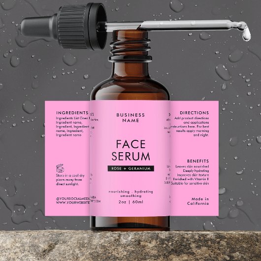 ピンクモダン2 OZドロッパーボトル防水ラベル フードラベル