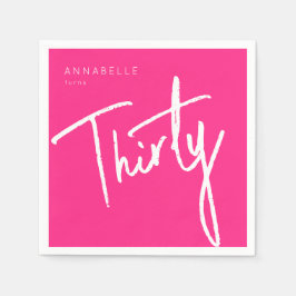 ピンクモダン30th30th誕生日パーティー スタンダードカクテルナプキン