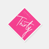 ピンクモダン30th30th誕生日パーティー スタンダードカクテルナプキン (角)