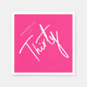 ピンクモダン30th30th誕生日パーティー スタンダードカクテルナプキン (正面)