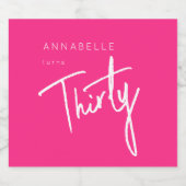 ピンクモダン30th30th誕生日パーティー スパークリングワインラベル (シングルラベル)