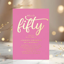 ピンクモダン50と素晴らしい50番目の誕生日金ゴールド