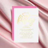 ピンクモダン50と素晴らしい50番目の誕生日金ゴールド 箔招待状