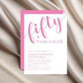 ピンクモダン50と素晴らしい50誕生日 招待状