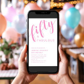 ピンクモダン50と素晴らしい50誕生日 招待状