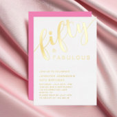ピンクモダン50誕生日50と素晴らしい 箔招待状