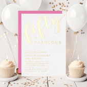 ピンクモダン50誕生日50と素晴らしい 箔招待状