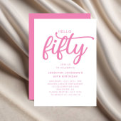 ピンクモダン50誕生日 招待状