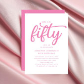 ピンクモダン50誕生日 招待状