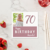 ピンクモダン70th Birthday Party写真 スタンダードカクテルナプキン (インサイチュ)