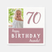 ピンクモダン70th Birthday Party写真 スタンダードカクテルナプキン (正面)