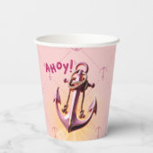 ピンクモダン・アホイ！いかり航海のベビシャワー 紙コップ (裏面)