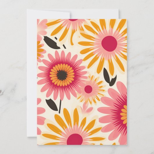 ピンクモダン&イエローレトロフローラブライダル 招待状 (裏面)