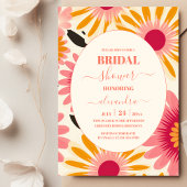 ピンクモダン&イエローレトロフローラブライダル 招待状