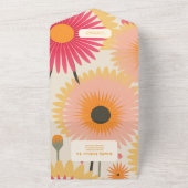 ピンクモダン&イエローレトロフローラ結婚ズ オールインワン招待状 (外側)