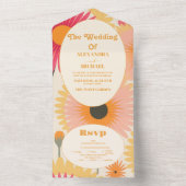 ピンクモダン&イエローレトロフローラ結婚ズ オールインワン招待状 (内側)