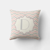 ピンクモダン、グレー、アイボリーのシェブロンのパタカスタムーン クッション (裏面)