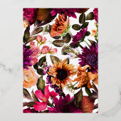 ピンクモダン&ゴールドフォイルフローラ50誕生日 箔招待状 (裏面)