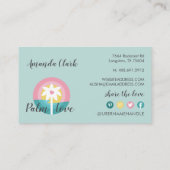 ピンクモダン&ティール（緑がかった色）トロピカルパームツリーロゴ 名刺 (裏面)