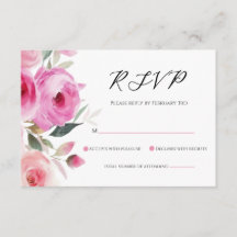 ピンクモダン フローラル バト・ミツワー RSVP