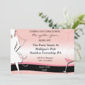 ピンクモダン&ブラックバチェロレッテ招待状 招待状 (スタンド正面)