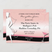 ピンクモダン&ブラックバチェロレッテ招待状 招待状 (正面/裏面)