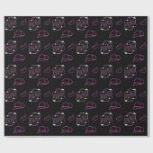 ピンクモダン&ブラックランチャーカウボーイハットブーツ ラッピングペーパー (フラット)
