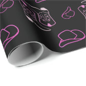 ピンクモダン&ブラックランチャーカウボーイハットブーツ ラッピングペーパー (ロールコーナー)