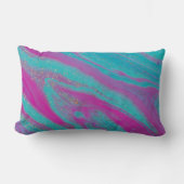 ピンクモダン&ブルー金ゴールドグリッター腰枕 ランバークッション (正面)