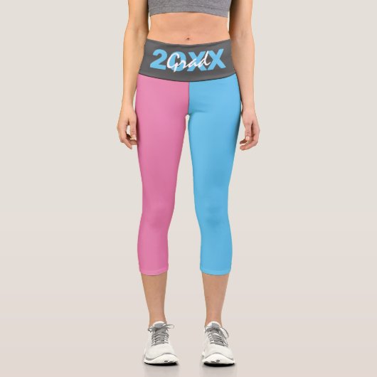 ピンクモダン、ブルー、グレーの卒業式カプリ カプリレギンス (正面)