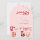 ピンクモダン&レッド・ガレンティンのデイカクテルパーティー 招待状 (正面)