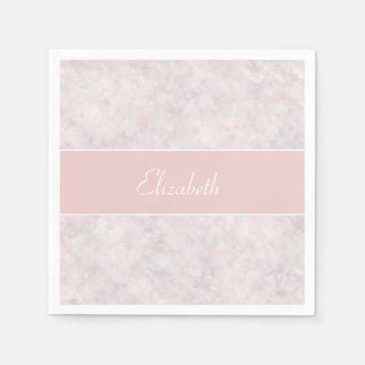 ピンクモダン《写真》ぼけ味名前をカスタムする紙ナプキン スタンダードカクテルナプキン (正面)