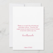 ピンクモダン&金ゴールドアーチ型卒業ありがとう 招待状 (裏面)