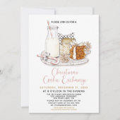 ピンクモダン&金ゴールドクリスマスクッキー交換パーティー 招待状 (正面)