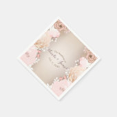 ピンクモダン&金ゴールドフローラブライダルシャワー任意イベント スタンダードカクテルナプキン (角)