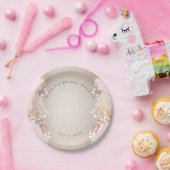 ピンクモダン&金ゴールドフローラブライダルシャワー任意イベント ペーパープレート (パーティー)