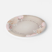 ピンクモダン&金ゴールドフローラブライダルシャワー任意イベント ペーパープレート (アングル)