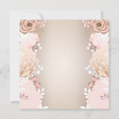 ピンクモダン&金ゴールドフローラブライダルシャワー任意イベント 招待状 (裏面)