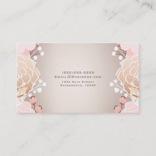 ピンクモダン&金ゴールドフローラ植物花素朴 名刺 (裏面)